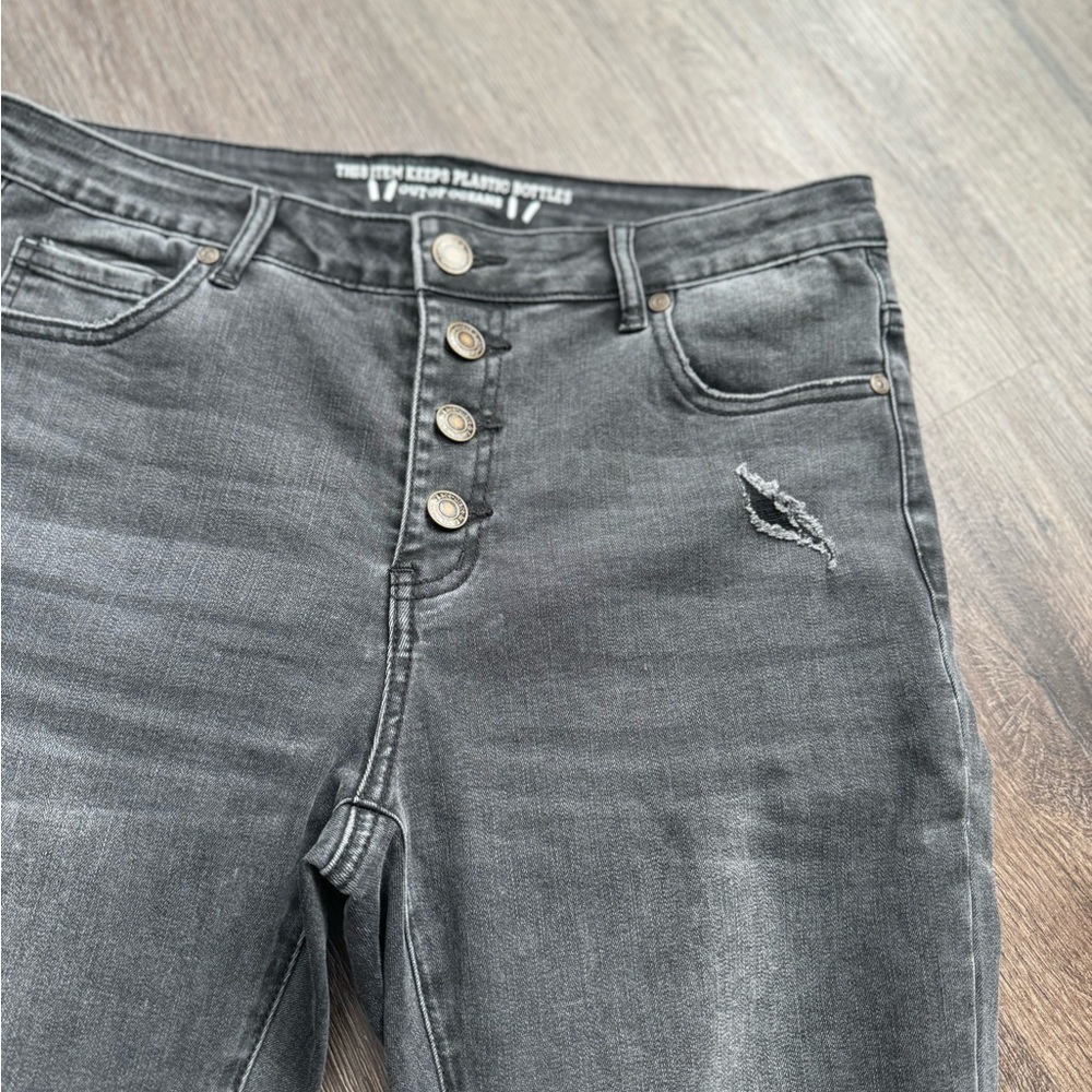 Grace & Lace button fly Black worn soft denim jeans. Eco friendly Sz 10 - Picture 5 of 6